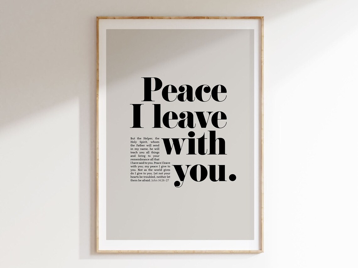 John 14:27 Peace I Leave With You Minimalist Bible Verse Typography Poster