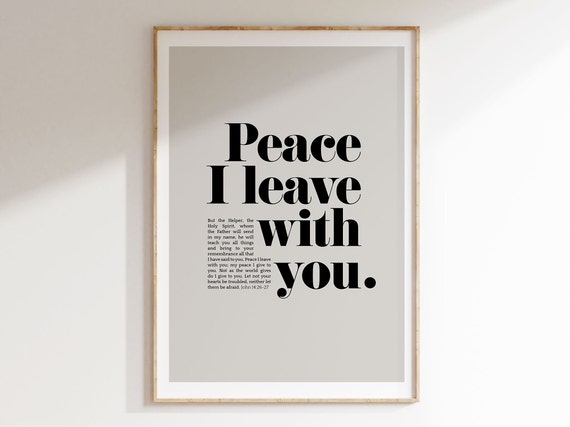John 1427 Peace I Leave With You Bible Verse Wall Art Christian Art Modern Minimalist Scripture Typography Contemporary Design Gift Idea