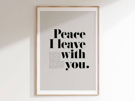 John 14:27 Peace I Leave With You Minimalist Bible Verse Typography Poster