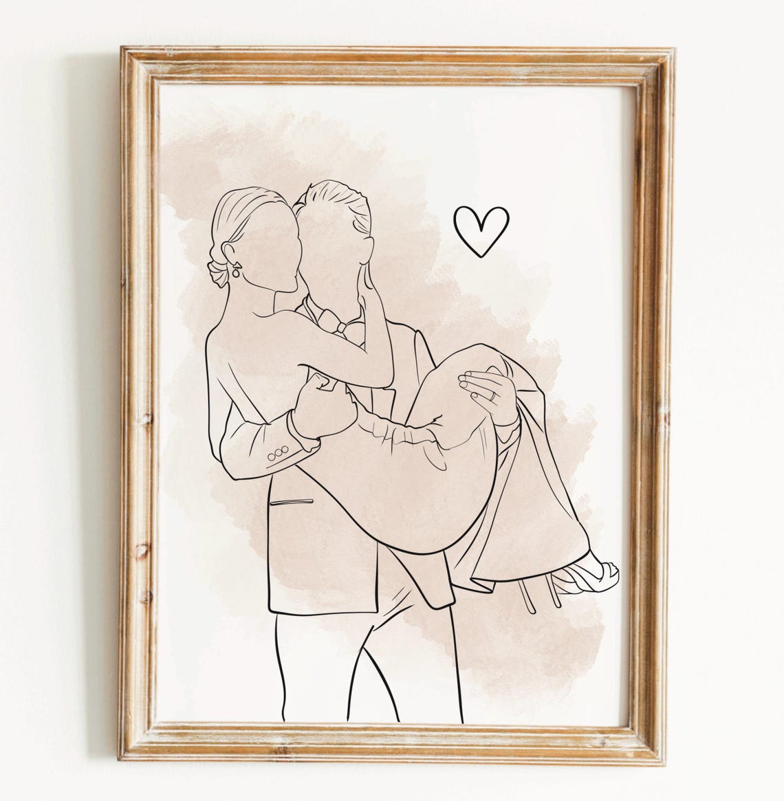 Pregnant Woman Profile Blush Watercolor Maternity Line Art Poster - Image 4