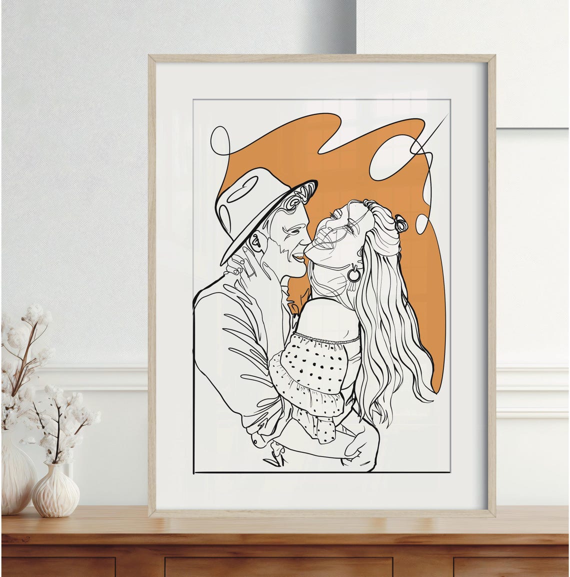 Personalized Couple Portrait Anniversary Couple Outline Custom Husband Portrait Line Art Drawing Gift For Couples Love Journey - Image 3