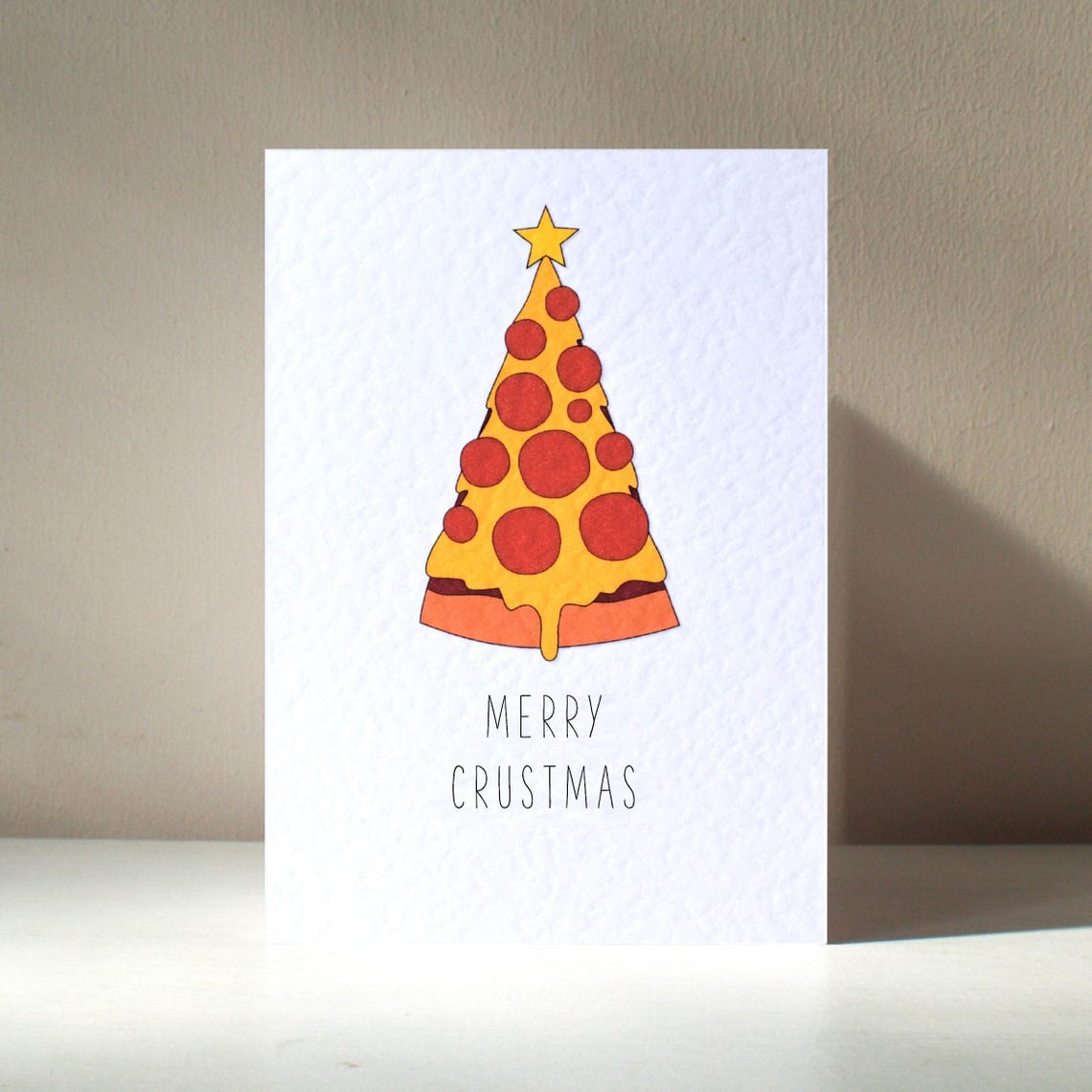 Merry Crustmas Pizza Slice Christmas Tree Funny Holiday Poster