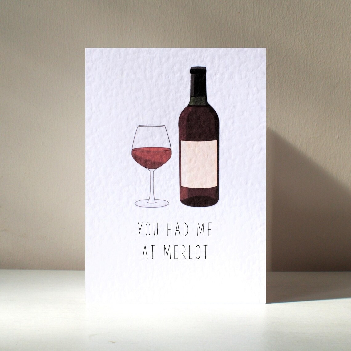 Red Wine Bottle And Glass You Had Me At Merlot Pun Card Poster