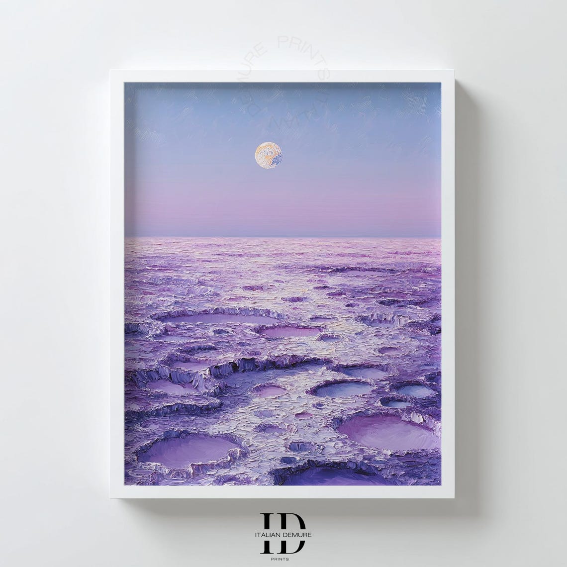 Lavender Moon Landscape Print Surreal Purple Crater Art Dreamscape Wall Decor Celestial Abstract Poster Scene