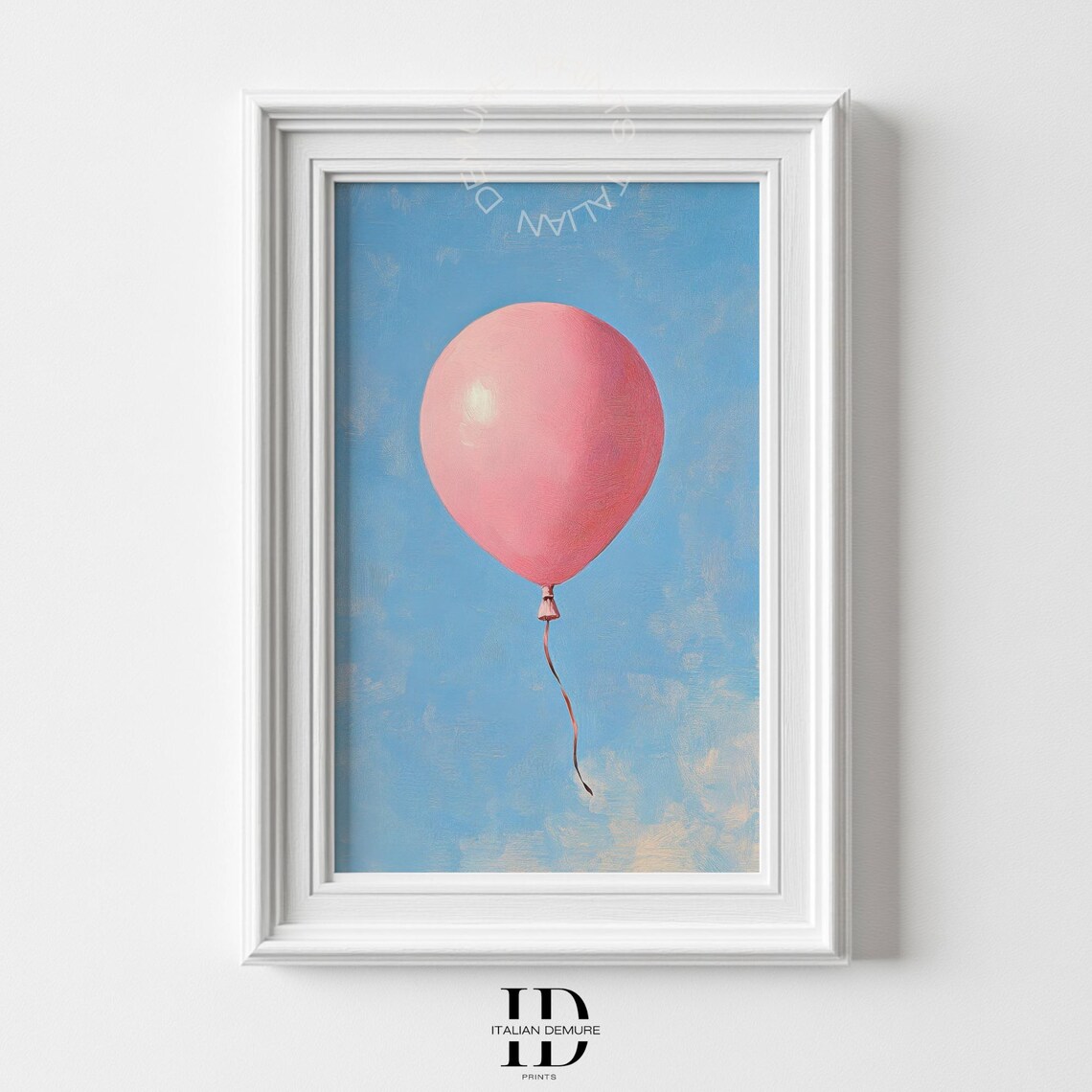 Pink Balloon Wall Art Minimalist Print Whimsical Dreamy Nursery Decor Pastel Instant