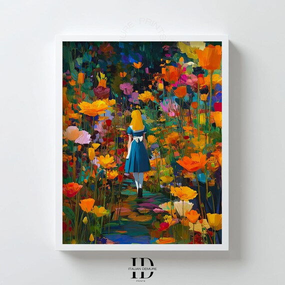 Alice In Wonderland Colorful Flower Garden Impressionist Poster