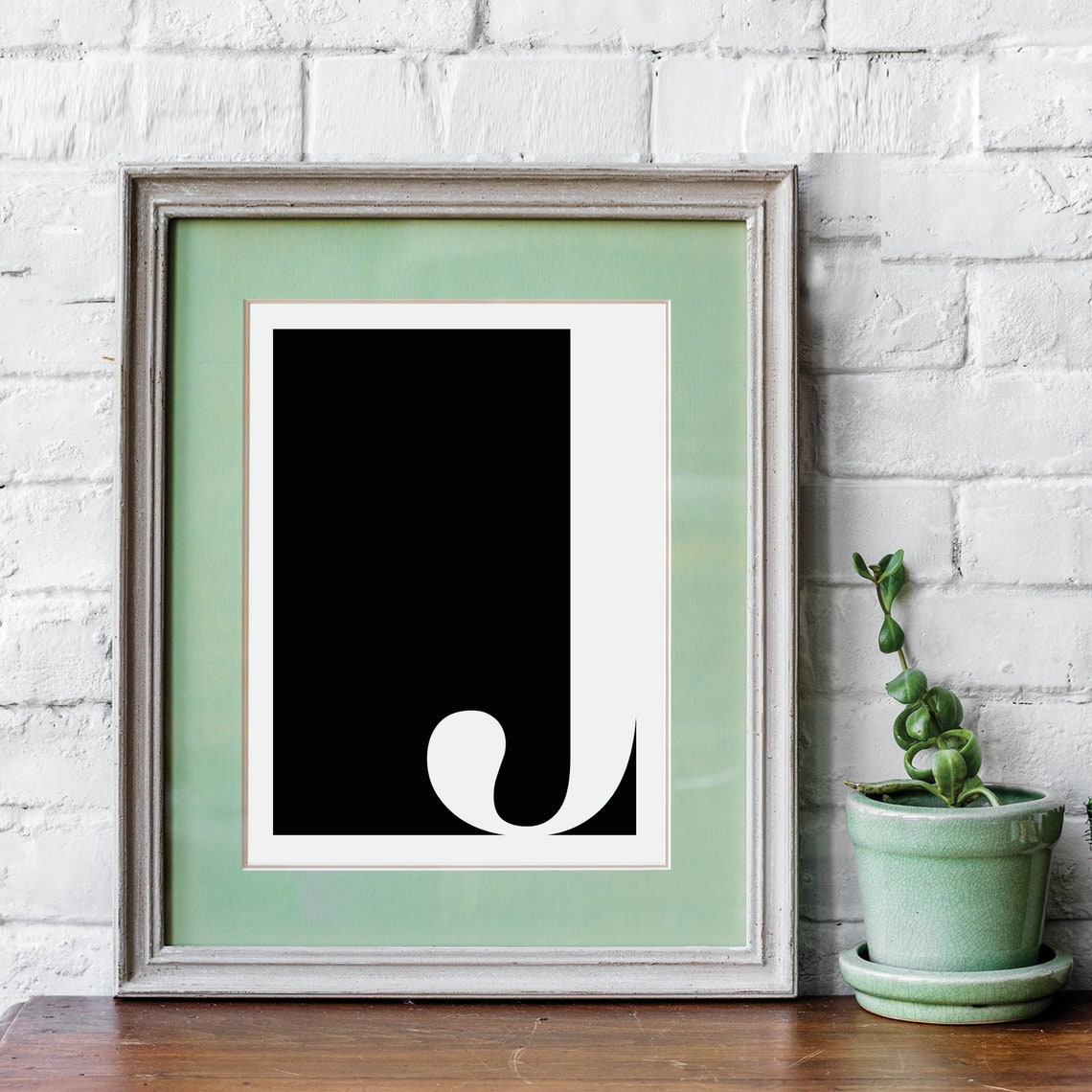 Monogram Initials Letter Black White Modern Gallery Wall Art Set - Image 4