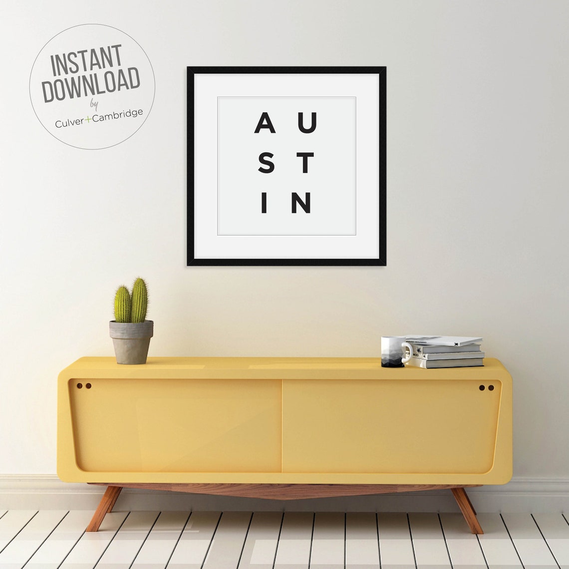Austin Texas Minimalist City Name Geography Black White Poster - Image 3