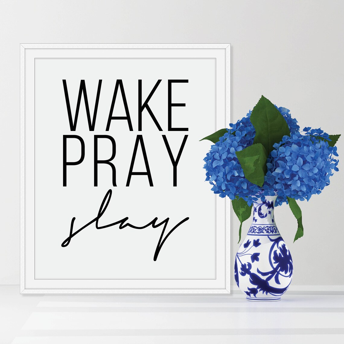 Wake Pray Slay Motivational Poster Christian Faith Home Decor - Image 3