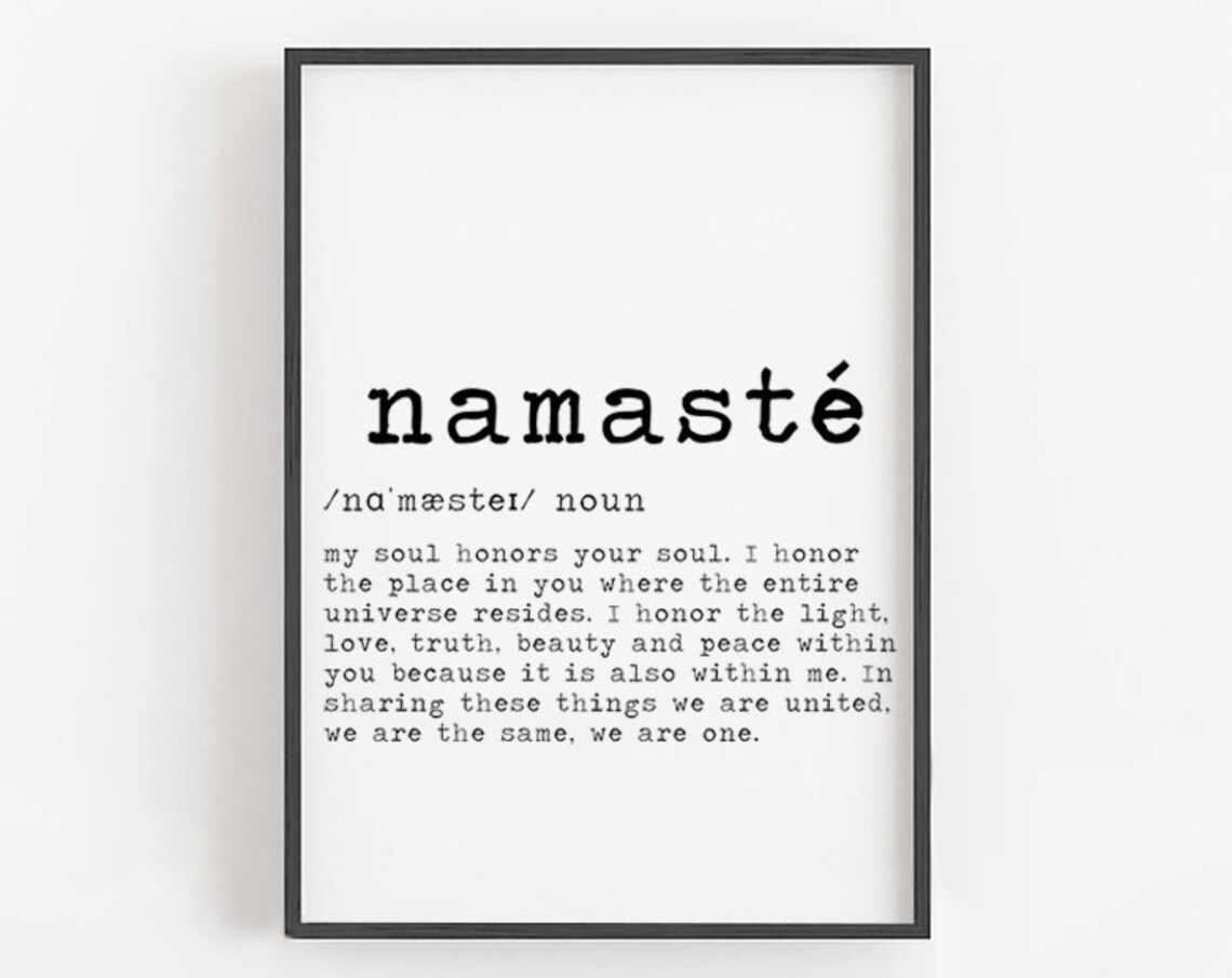 Namaste Definition Zen Yoga Soul Meaning Typography Print Wall Decor