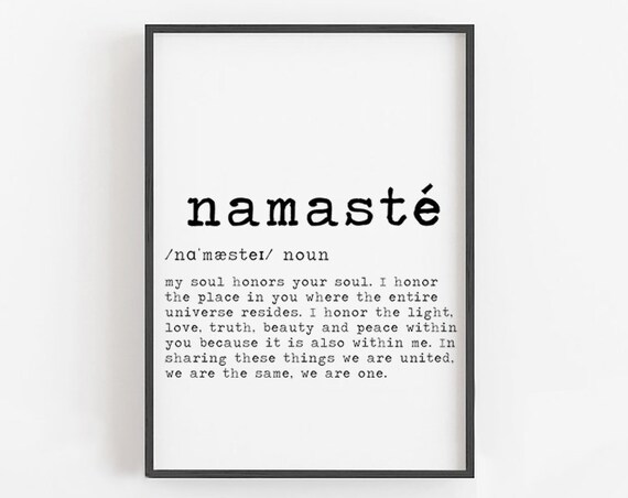 Namaste Definition Zen Yoga Soul Meaning Typography Print Wall Decor