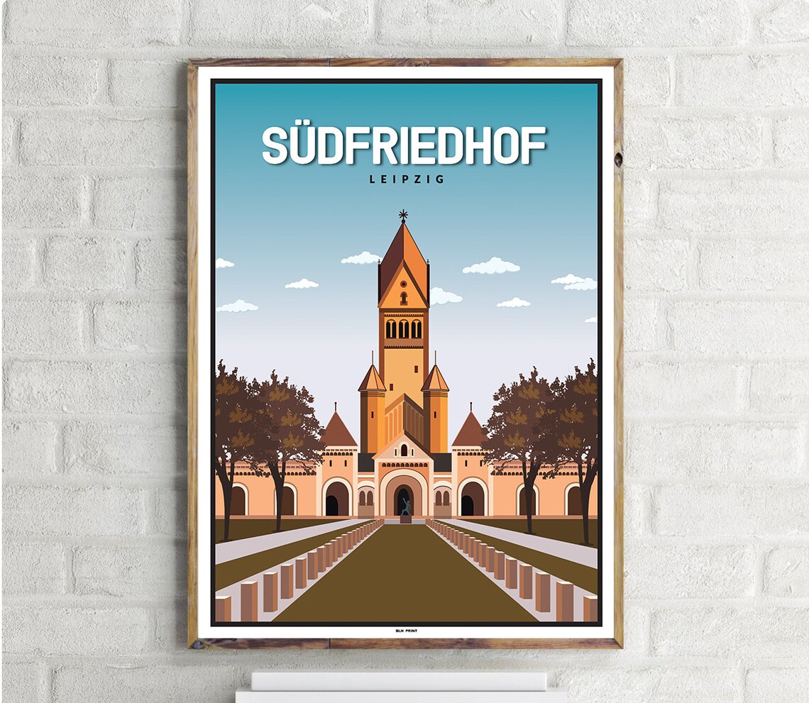 Sdfriedhof Leipzig Vintage Travel Poster