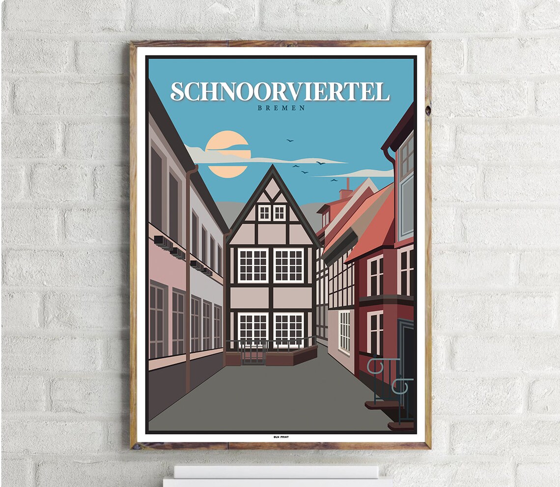 Schnoorviertel Bremen Vintage Travel Poster