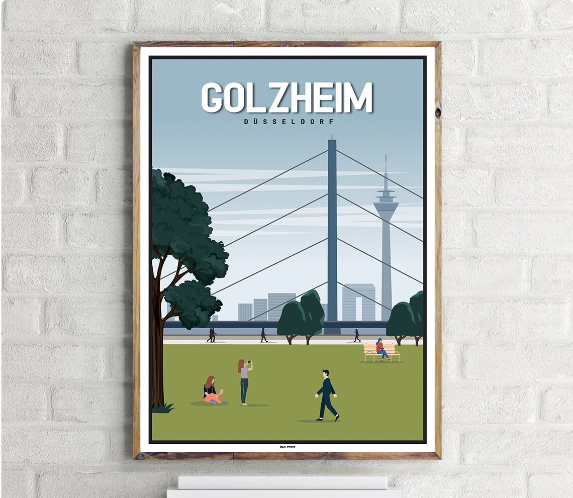 Dusseldorf Golzheim Vintage Travel Poster