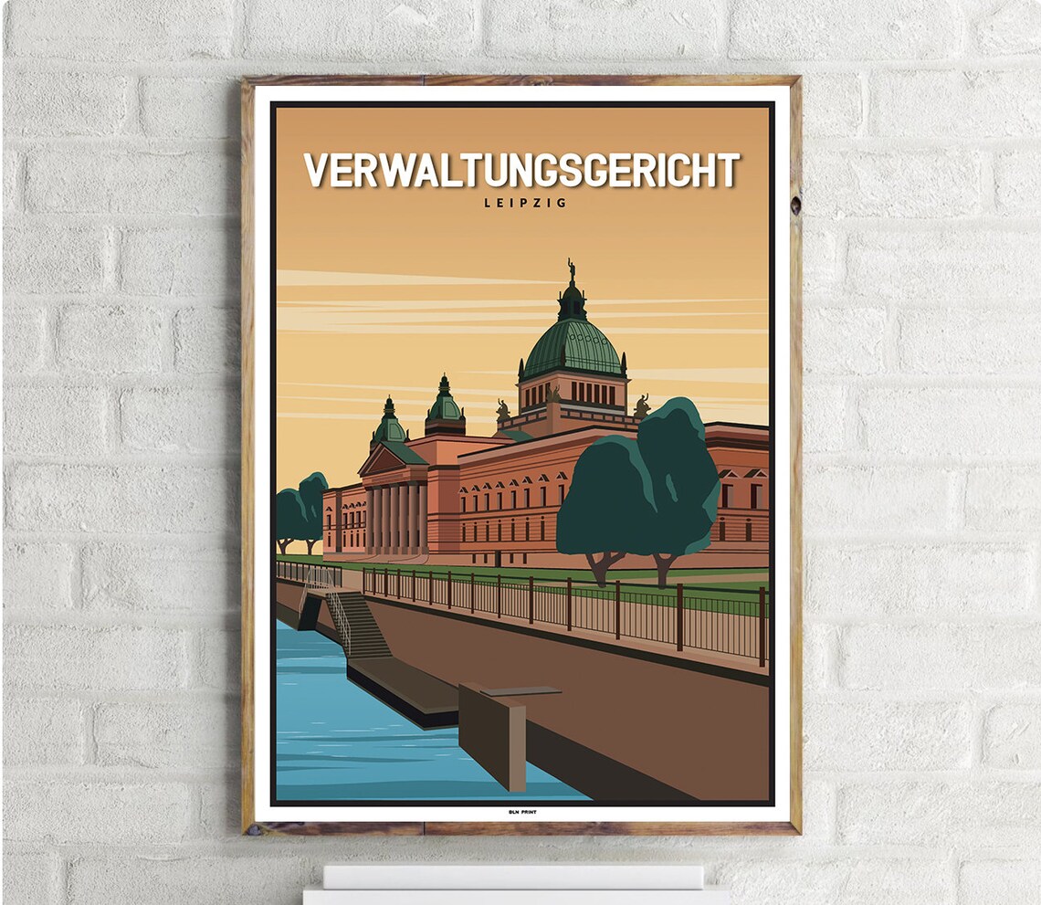 Verwaltungsgericht Leipzig Vintage Travel Poster