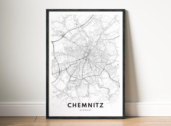 Chemnitz Map Print Germany Poster Black And White Art Sketch