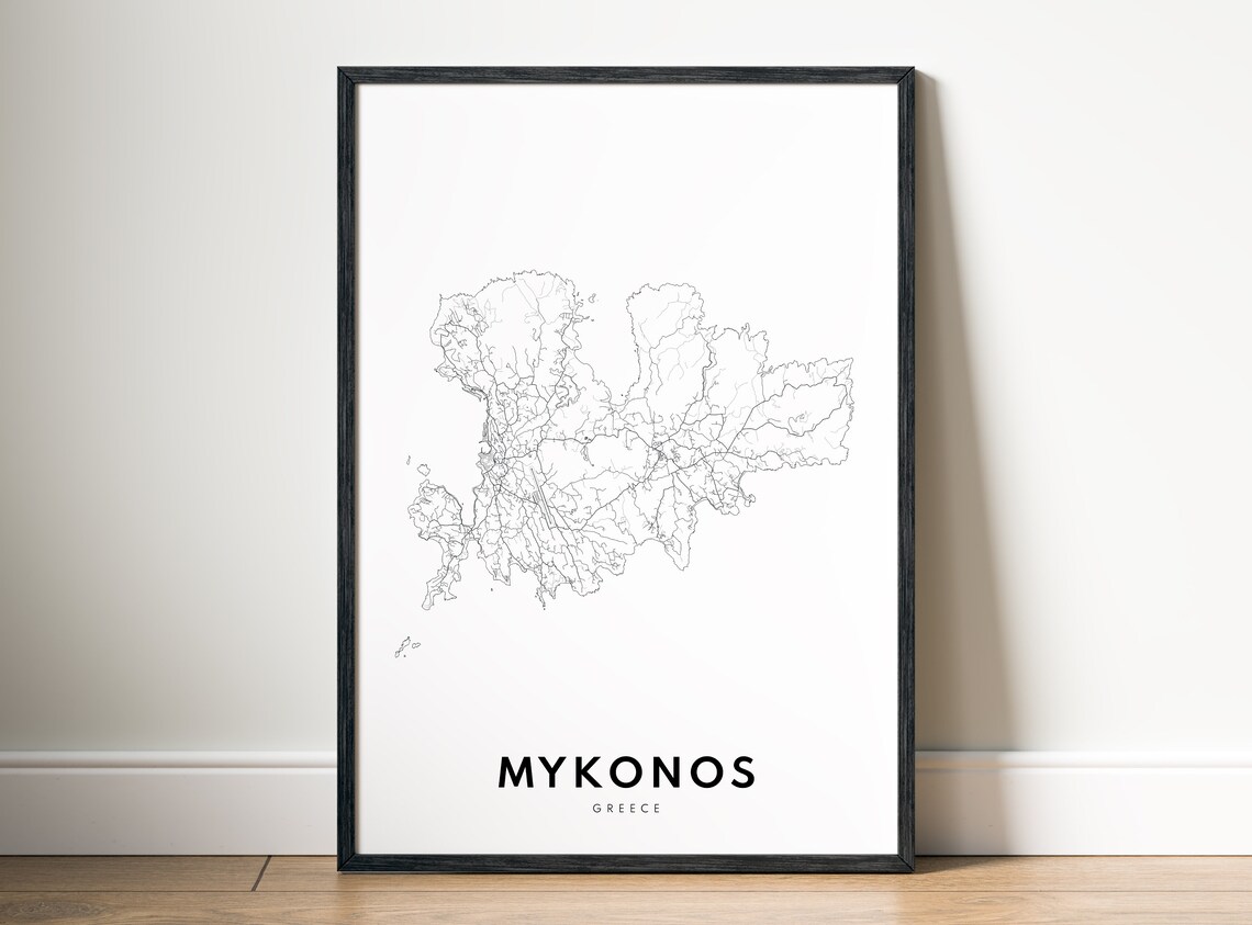 Mykonos Greece Map Art Print, Travel Poster - Image 5