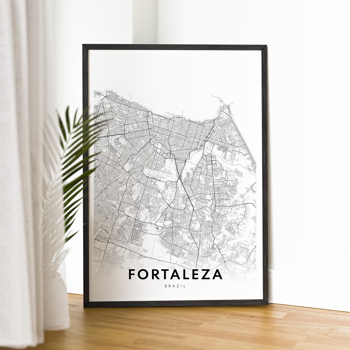 Fortaleza Brazil City Street Map Minimal Black White Map Wall Print - Image 2