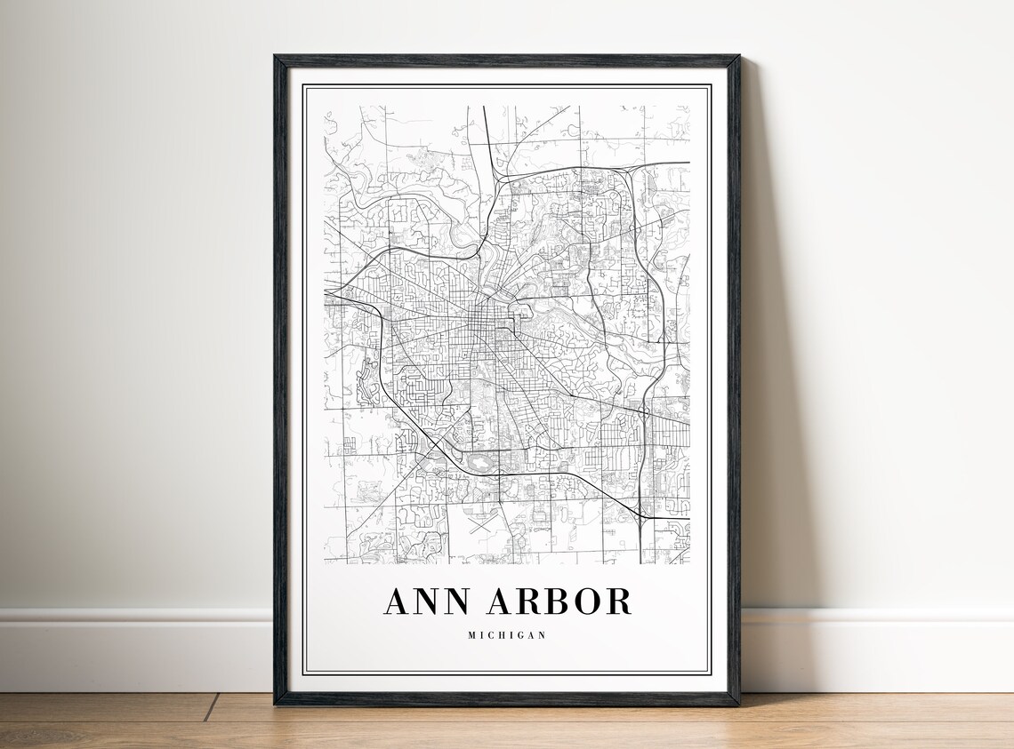 Ann Arbor Michigan Map Art Print, Black And White - Image 5
