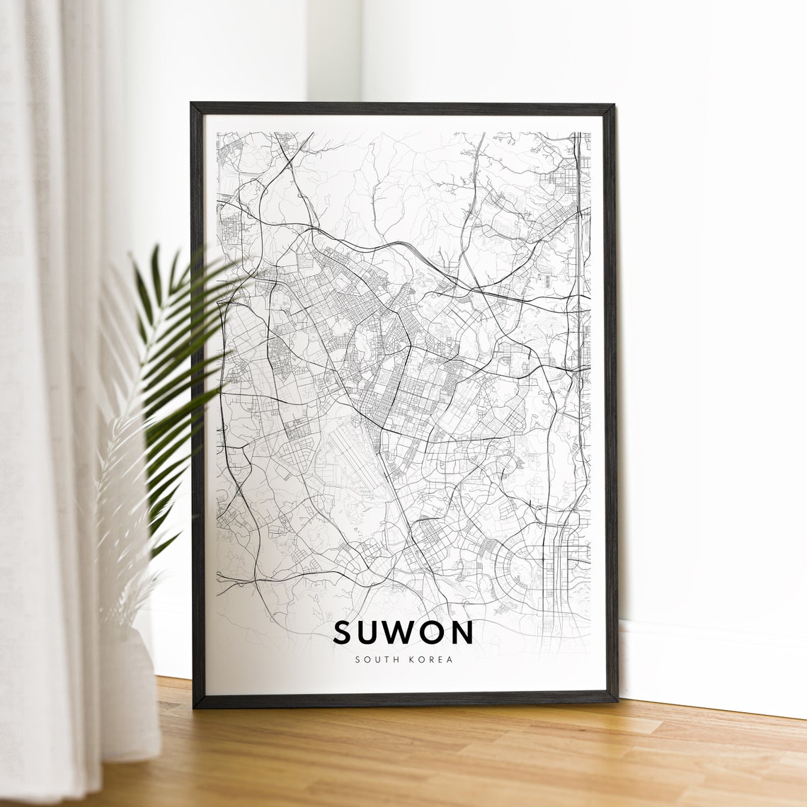 Suwon South Korea Minimalist Black and White City Map Poster - Image 4