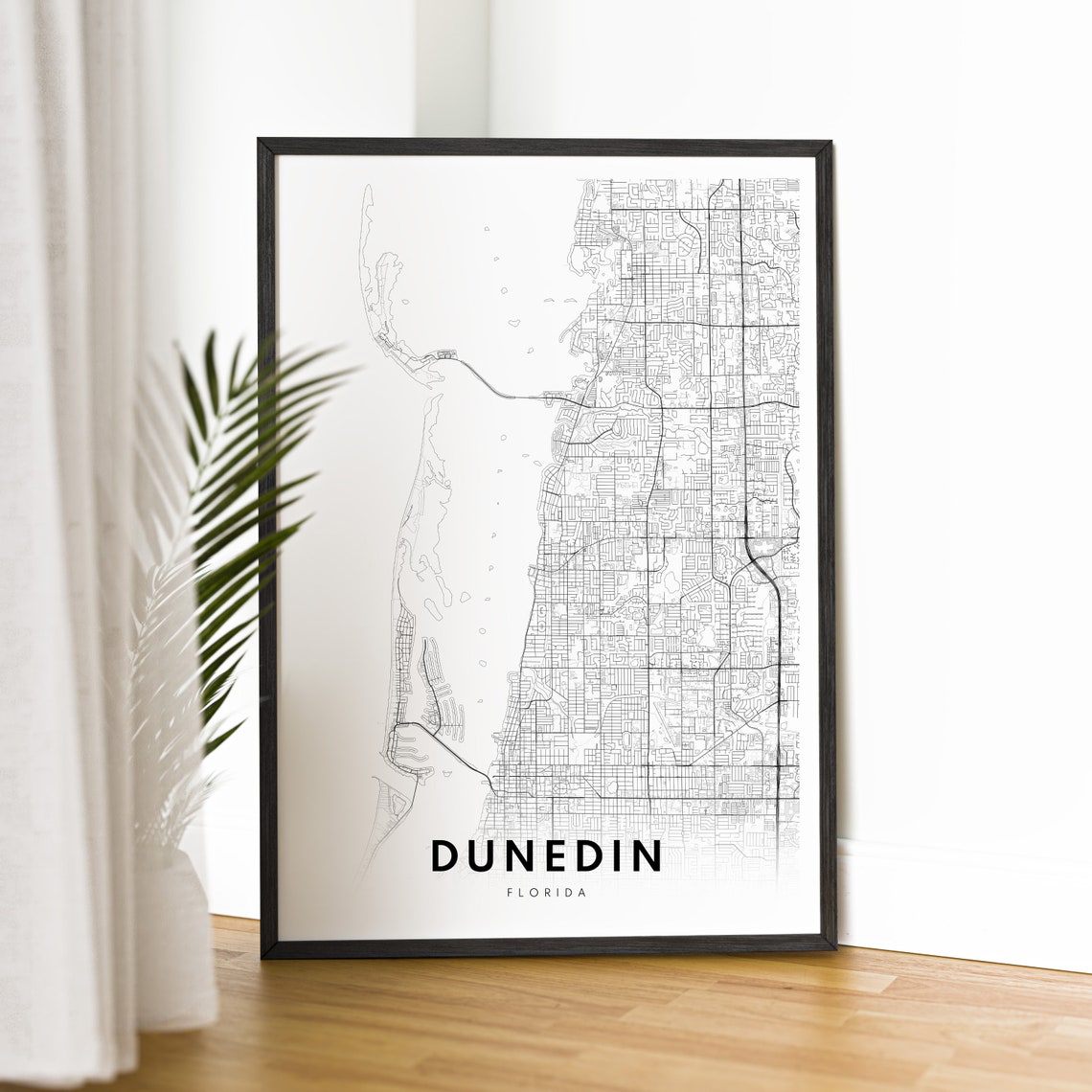 Dunedin Florida Minimalist Black Line City Street Map Poster - Image 2