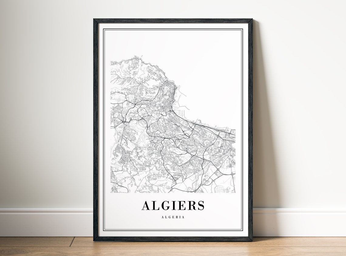 Algiers Algeria City Street Map Minimalist Black White Print - Image 5