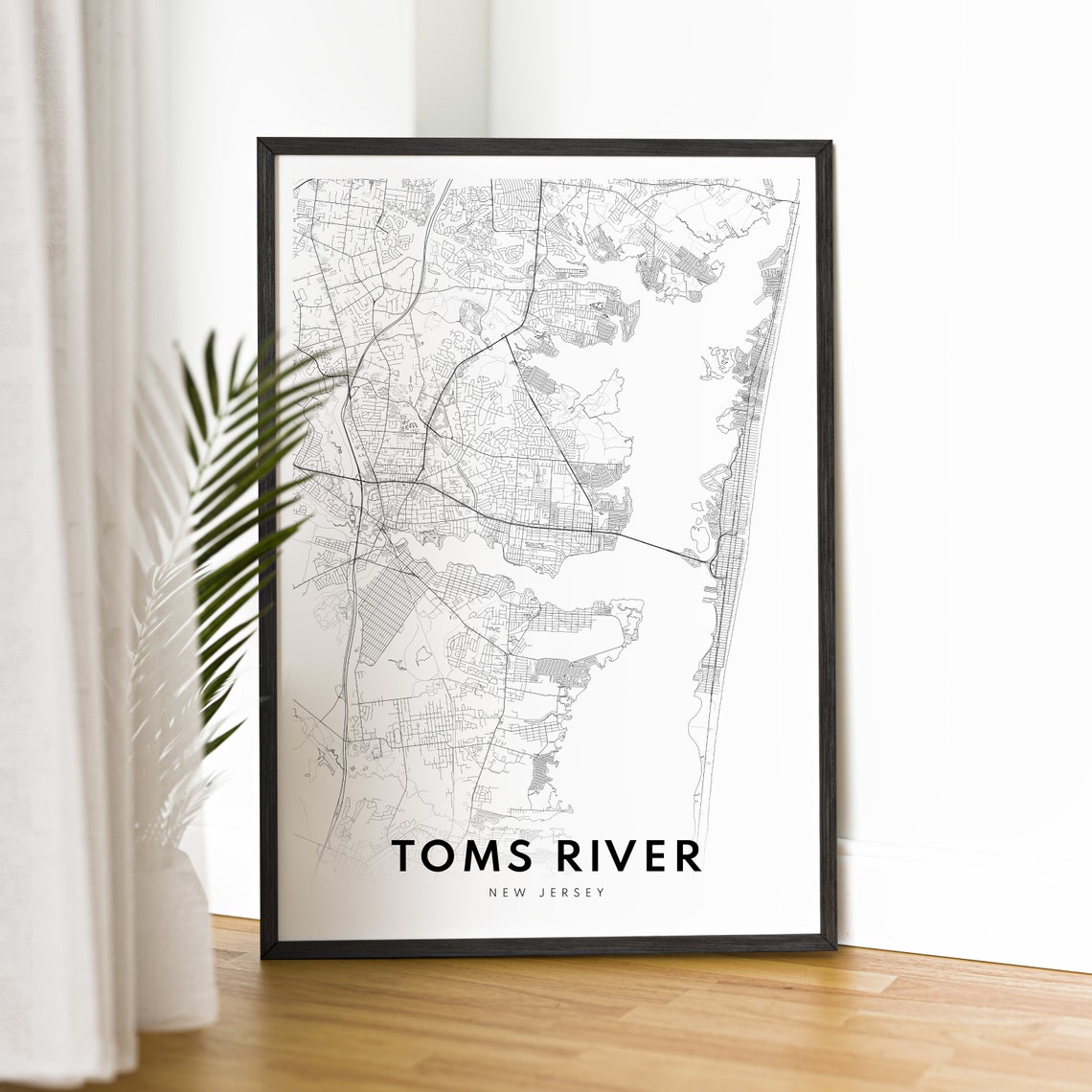 Toms River New Jersey Minimalist Black and White City Map Poster - Image 2