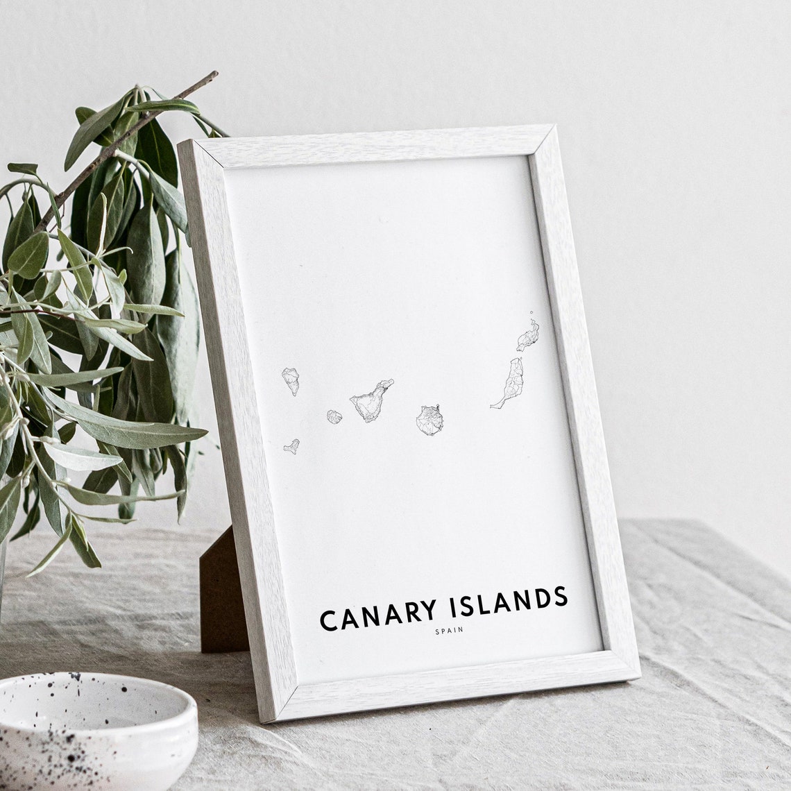 Canary Islands Spain Archipelago Minimalist Black and White Map Poster - Image 4