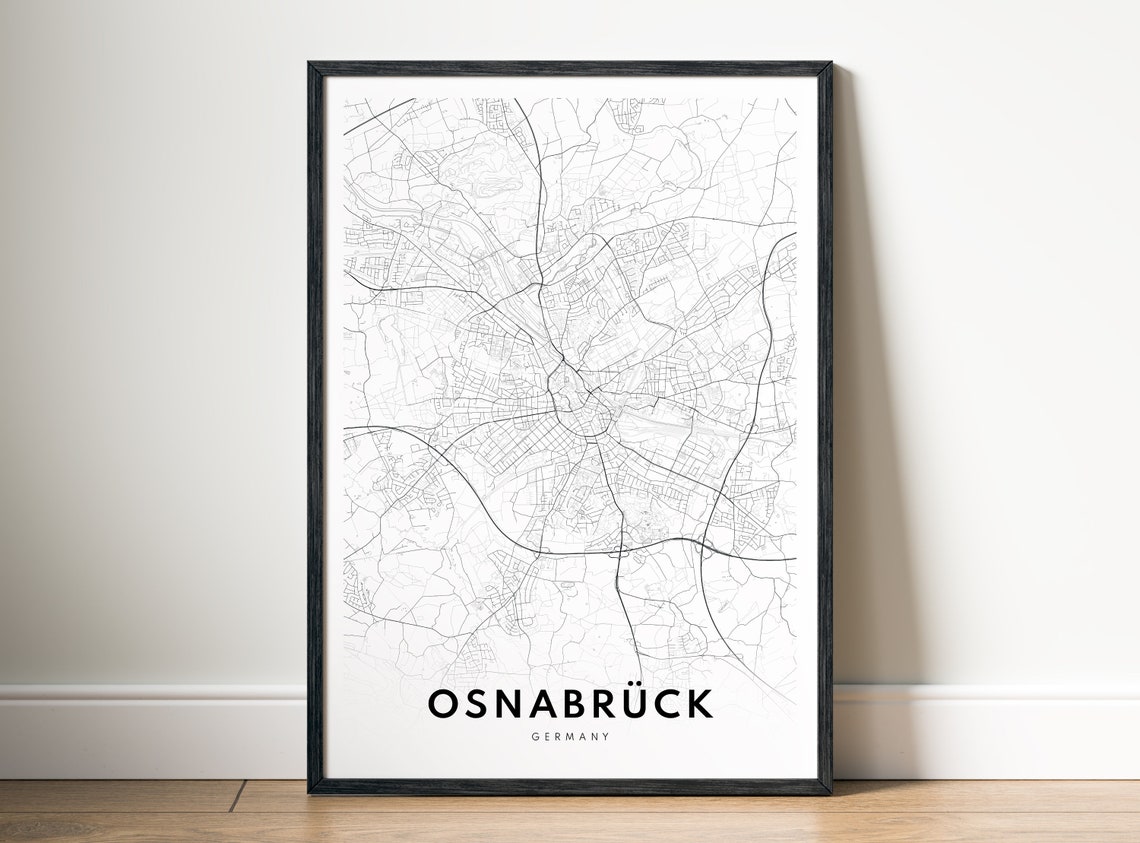 Osnabrück Germany City Map Minimalist Black White Line Art Poster