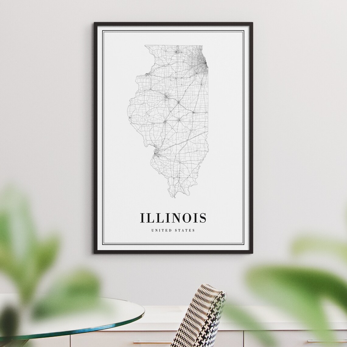 Illinois USA Map Print, Black and White Travel Poster - Image 3