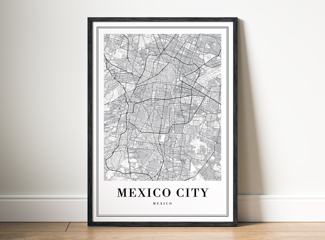 Mexico City Black And White Map Art Print - Image 5