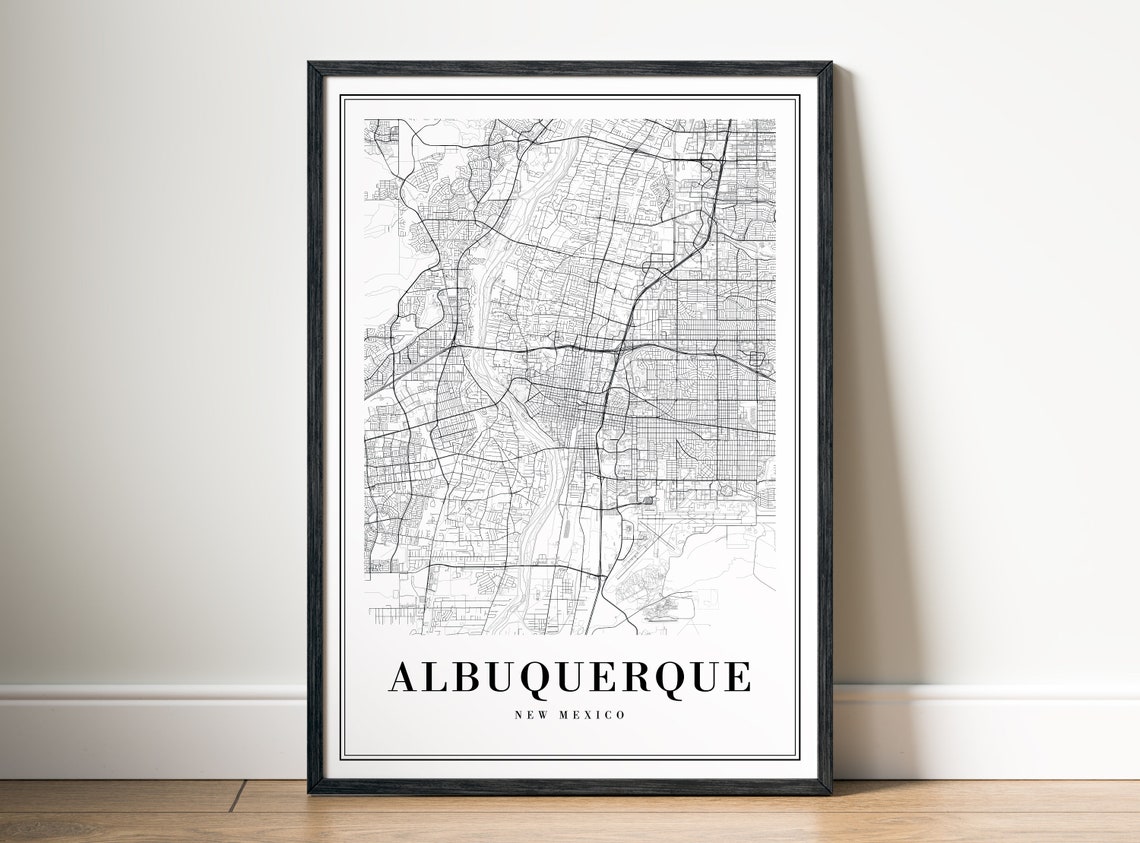 Albuquerque New Mexico Minimalist Black and White City Map Poster - Image 5