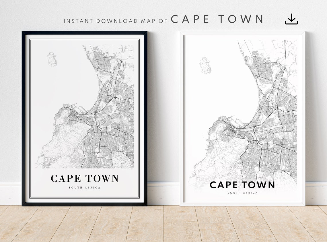 Cape Town South Africa Black and White City Map Minimalist Wall Art - Image 5