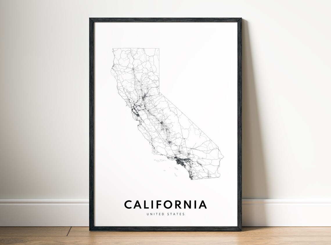 California State Map Print, Black and White Travel Poster - Image 5