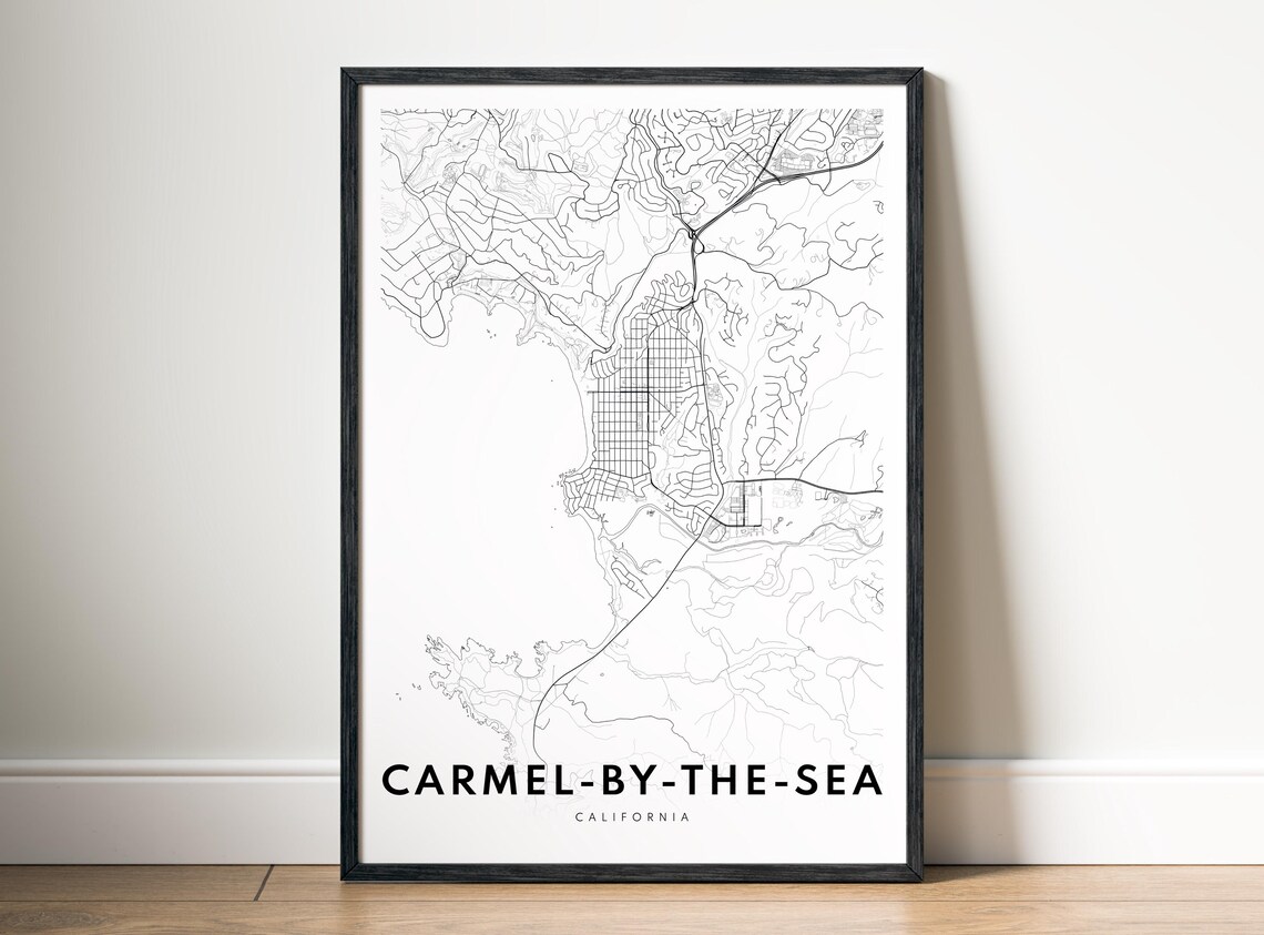 Carmel By The Sea California Minimalist Black White Map Poster