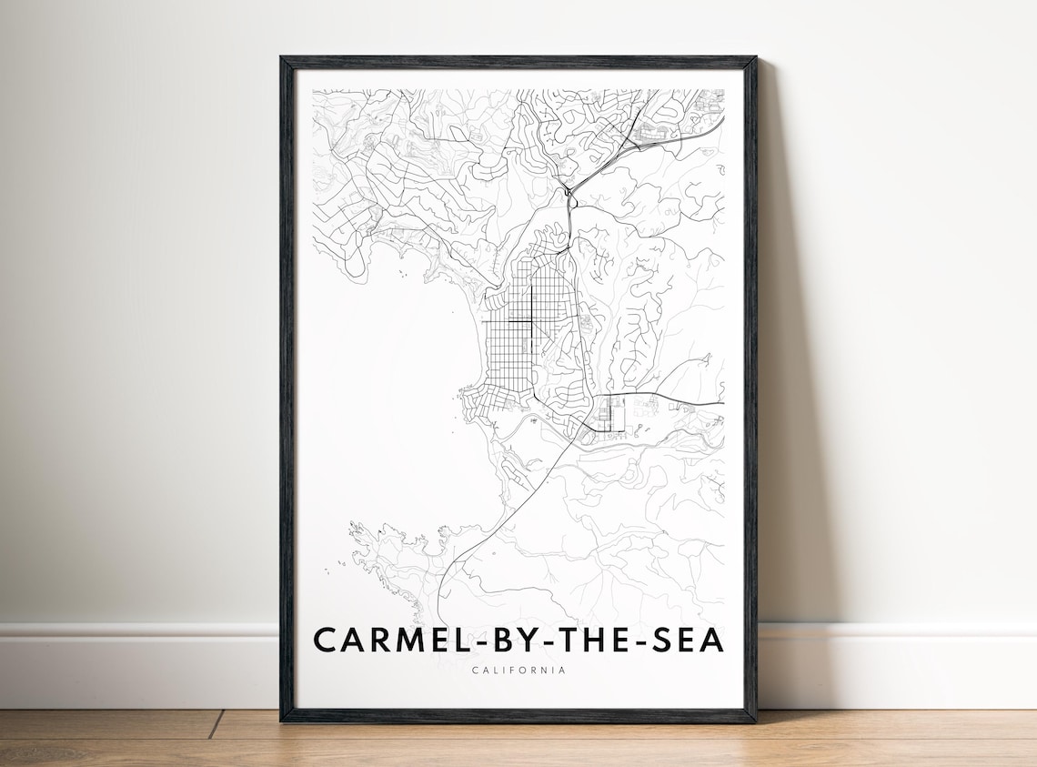 Carmel Ca Map Print By The Sea Poster City Black And White
