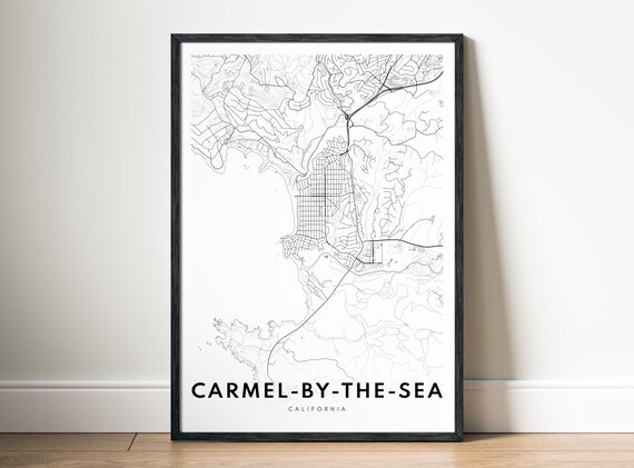 Carmel Ca Map Print By The Sea Poster City Black And White