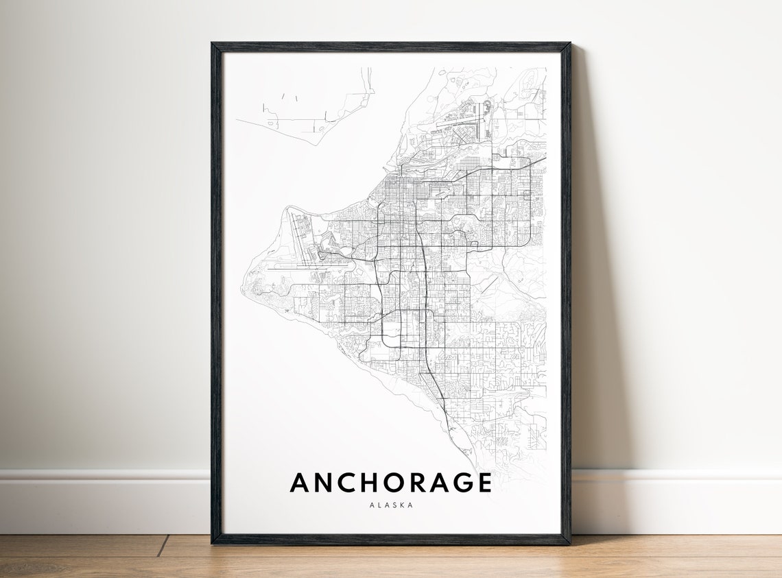 Anchorage Alaska Minimalist City Street Map Modern Wall Poster