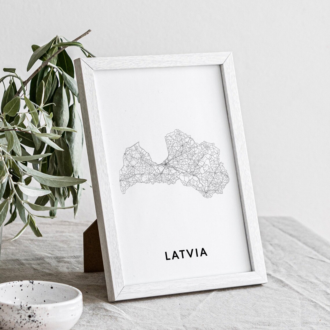 Latvia Map Poster, Black And White Travel Poster - Image 4
