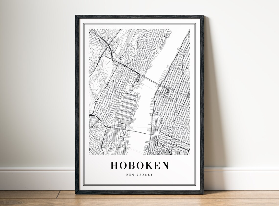 Hoboken New Jersey City Street Map Fine Minimal Line Art Print - Image 5