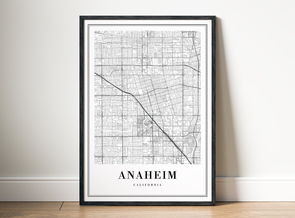 Minimalist Anaheim California Black and White Street Map Poster - Image 4