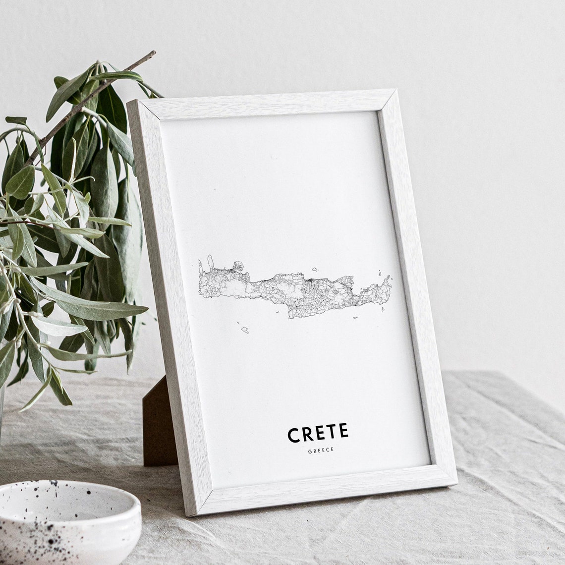 Crete Greece Minimalist Black And White Island Outline Map Poster - Image 4