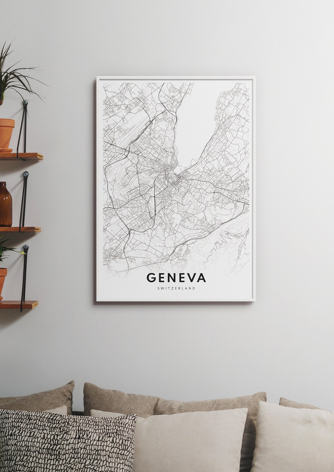 Geneva Switzerland City Center Minimalist Street Map Wall Poster - Image 2