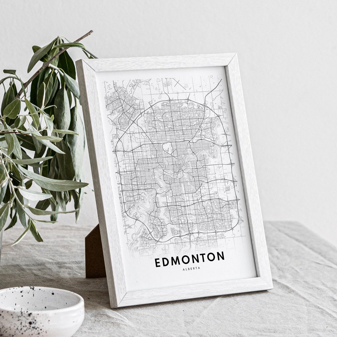 Minimalist Edmonton Alberta Black and White Street Map Poster - Image 3
