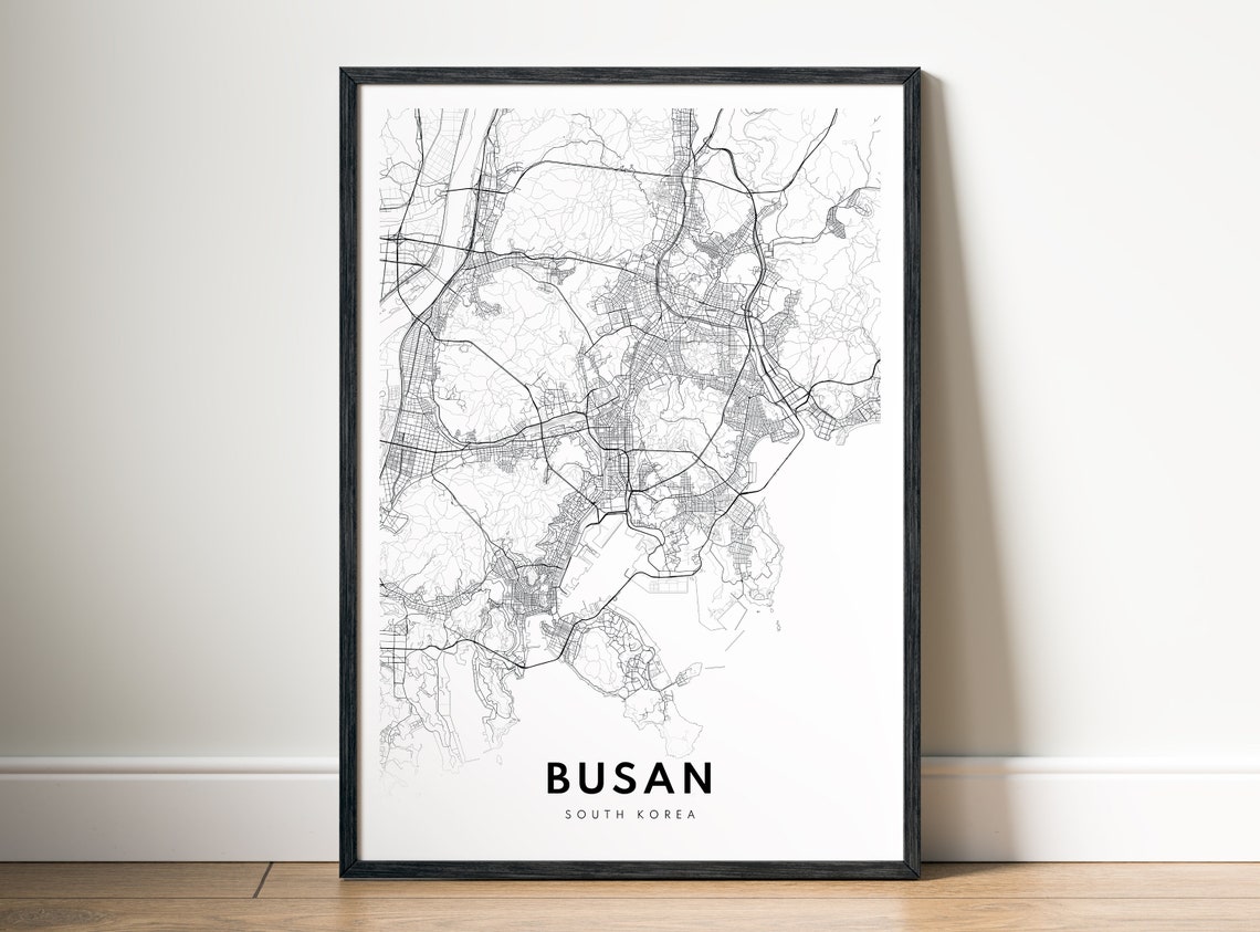 Busan South Korea Minimalist Black and White City Map Poster - Image 5