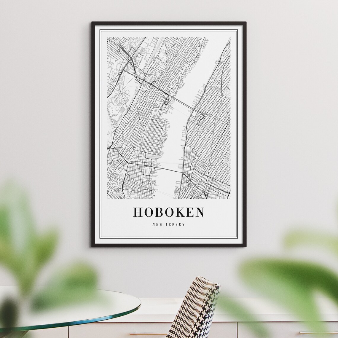 Hoboken New Jersey City Street Map Fine Minimal Line Art Print - Image 3