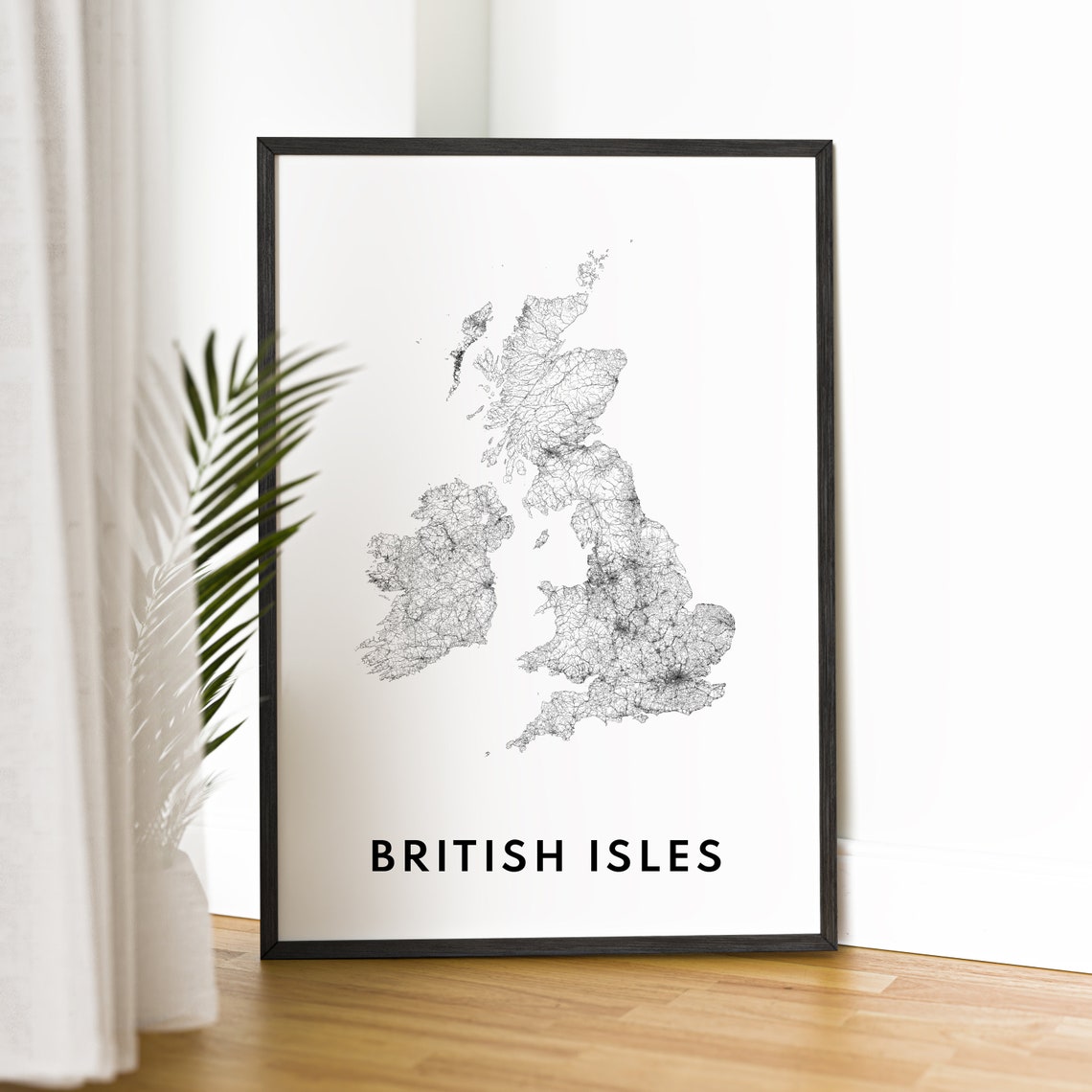 British Isles Street Map Black White Minimalist Framed Map Poster - Image 2