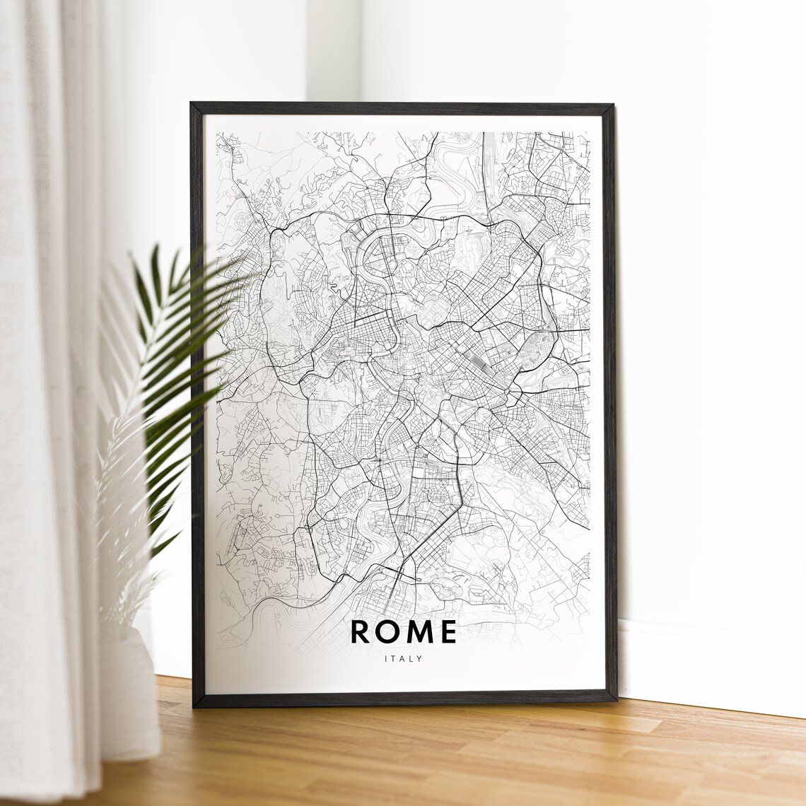 Rome Map Art Print, Black and White Travel Poster - Image 2