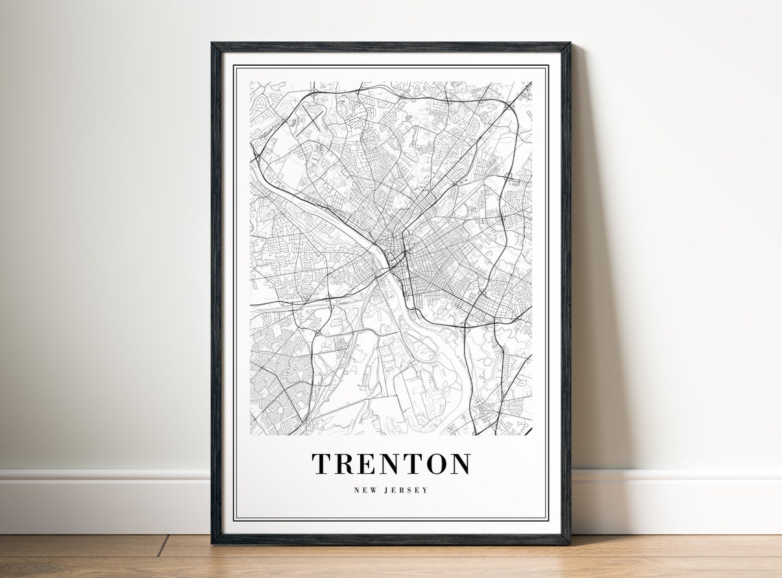 Trenton New Jersey Minimalist Black and White City Map Sketch Poster - Image 5