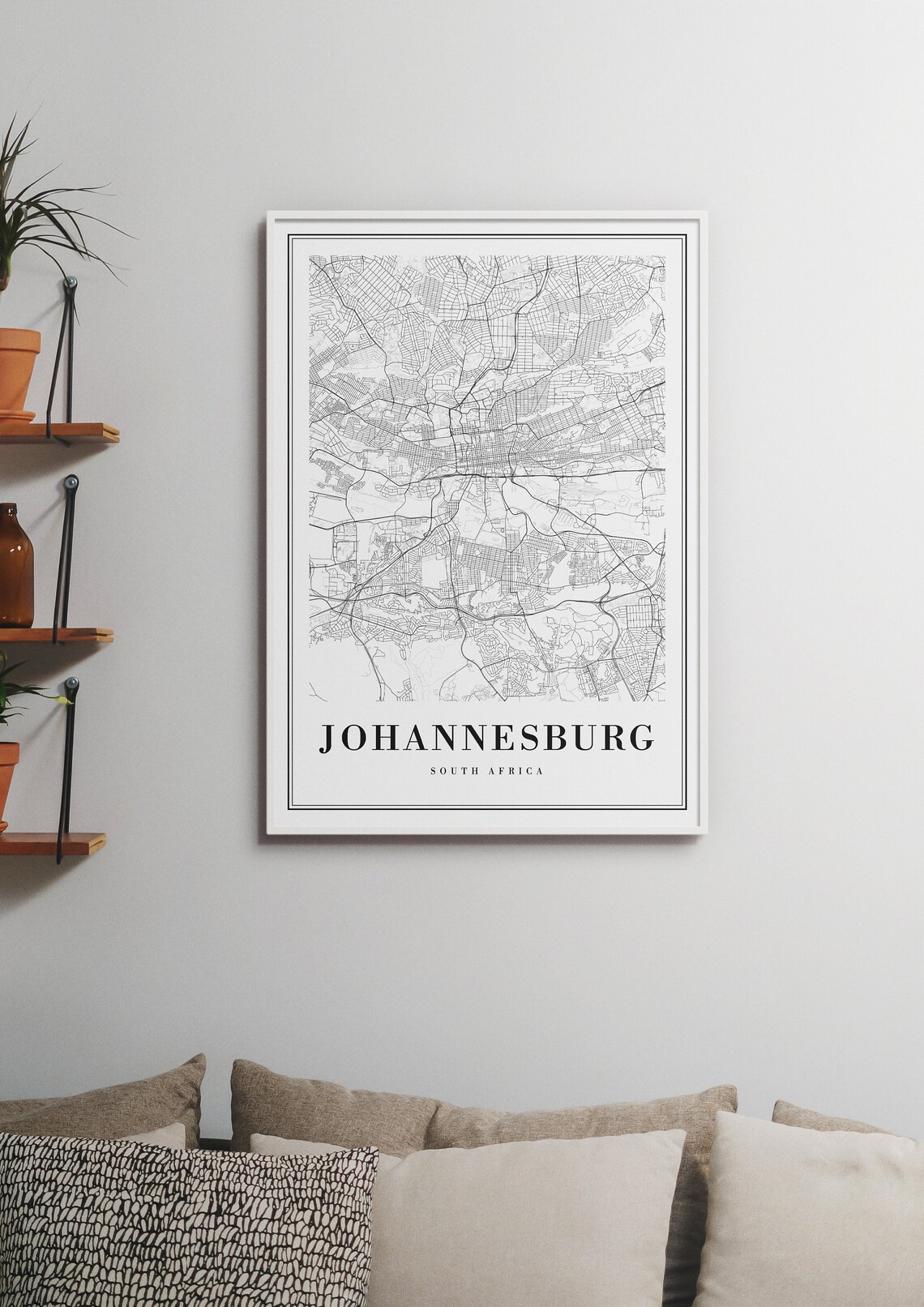 Johannesburg South Africa Black And White City Street Map Poster - Image 3
